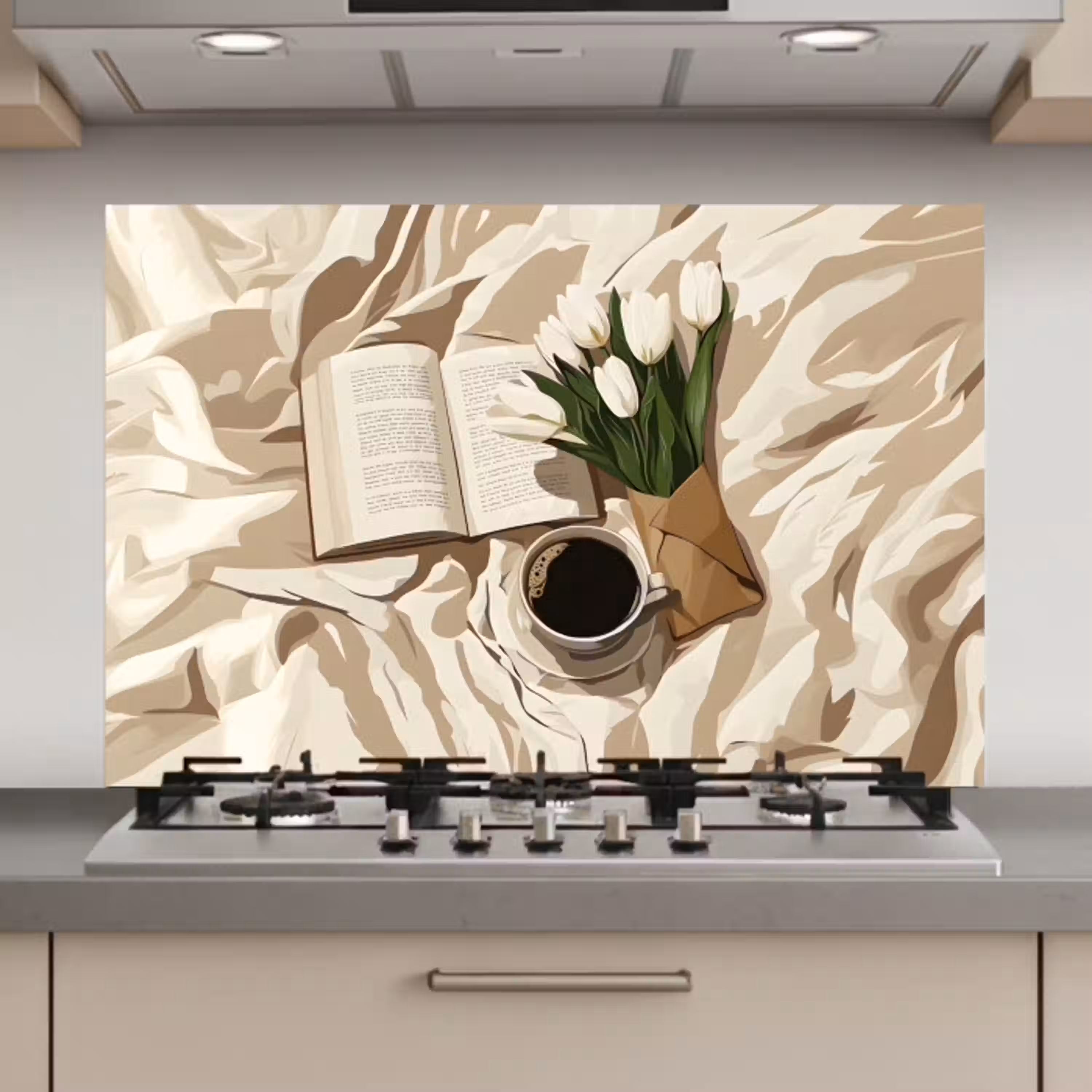 Boek - Illustratie - Tulpen - Koffie keuken achterwand spatscherm klein -3d_website