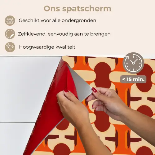 Geometrisch - Retro - Oranje keuken achterwand spatscherm klein 900 -spatscherm_NL
