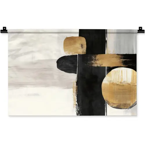 Vormen - Penseelstreken - Abstract - Goud Wandkleed katoen klein -zz3d