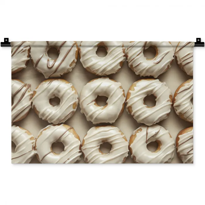 Donuts - Chocolade - Wit - Beige Wandkleed katoen klein -zz3d