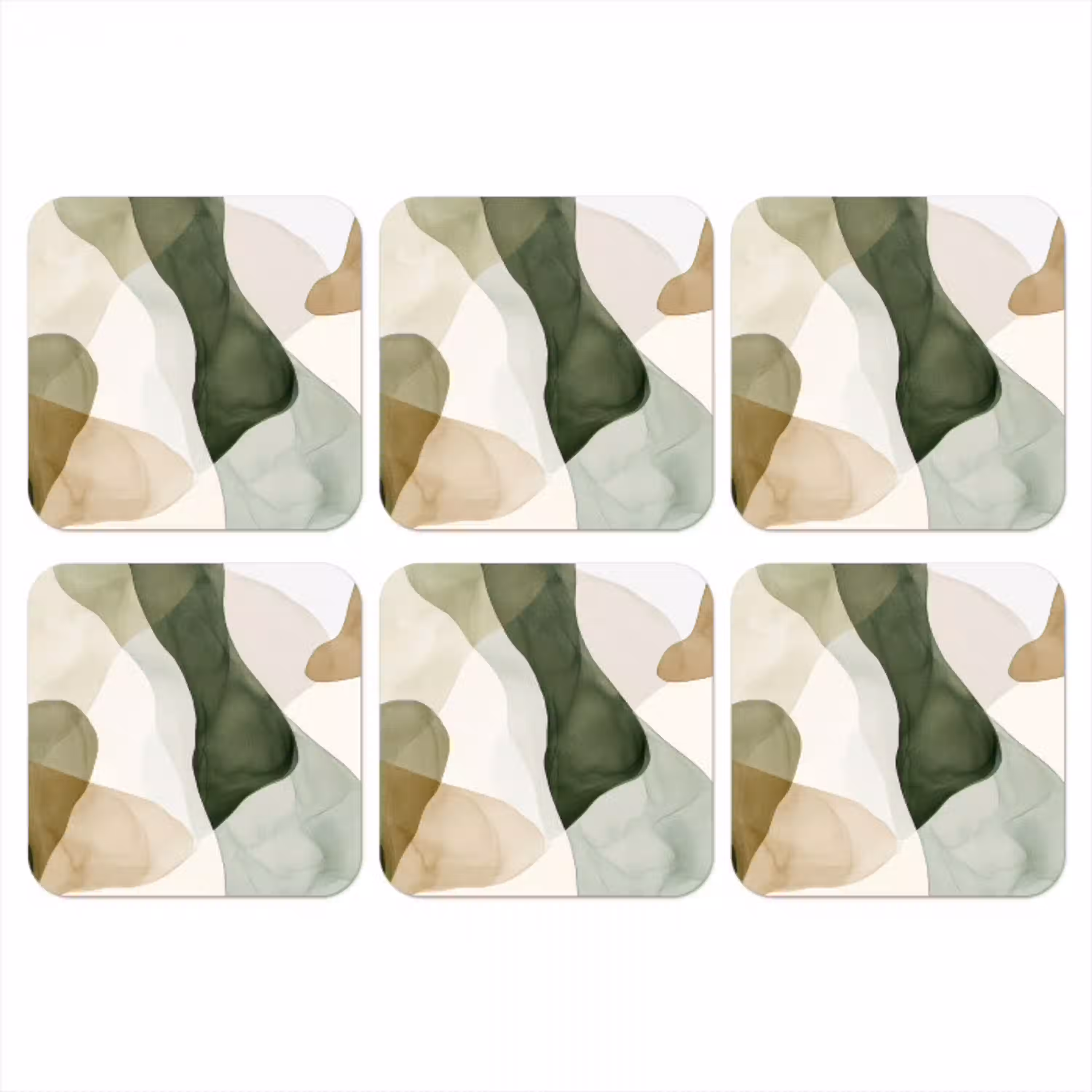 Japandi - Abstract - Groen onderzetter kurk middel -3d