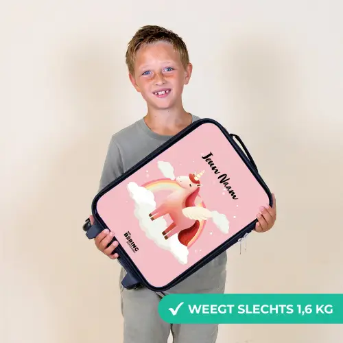 Eenhoorn - Vleugels - Roze - Regenboog Kinderkoffer - Zwart klein -sfeer4_NL