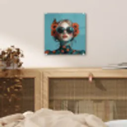 Vrouw - Blauw - Vlinder - Bloemen - Aesthetic plexiglas 5mm klein -sfeer4