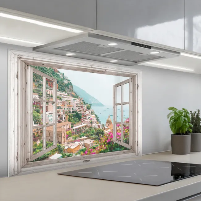 Salpicaderos de cocina - Vista - Italia - Flores - Mar - Costa - Ciudad - Montañas