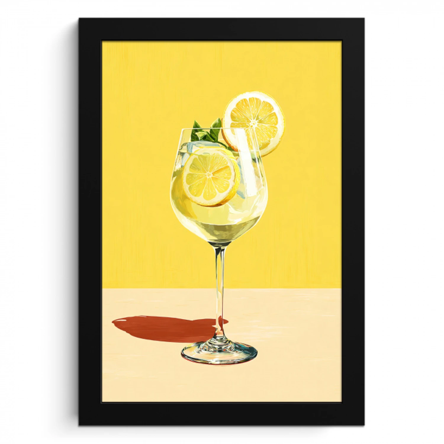 Wijnglas - Citroen - Geel - Minimalistisch KitchenYeah - Keuken - Fotolijst klein -3d