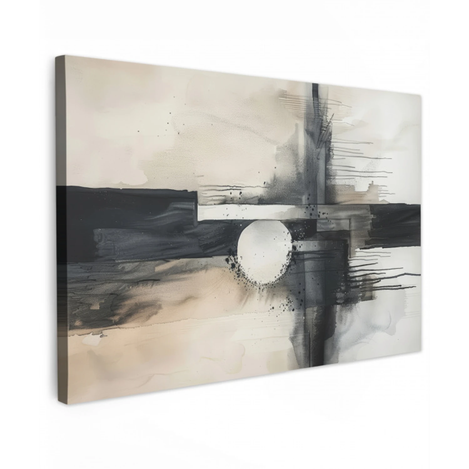 Moderne kunst - Grijs - Industrieel - Wit canvas 2cm klein -z3d