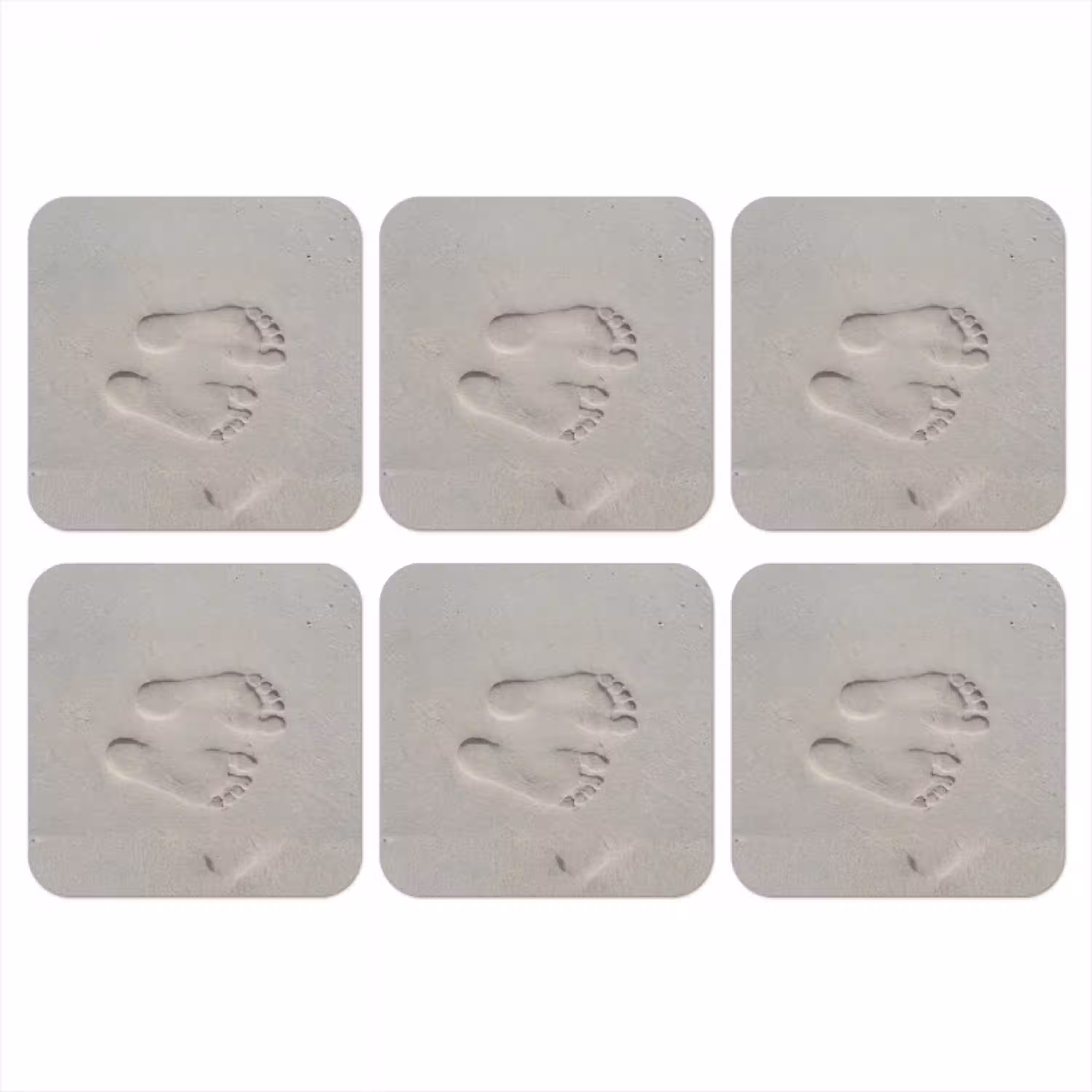 Voeten - Afdrukken - Zand onderzetter kurk middel -3d