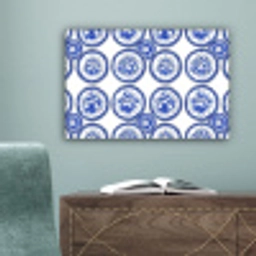 Cirkels - Bloemen - Blauw canvas 2cm klein 34 -sfeer4