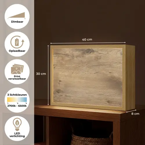 Hout - Bruin - Houtlook Light Box met batterij (Wandlamp) middel -USP_websiteoverzichtNL
