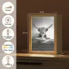 Schotse Hooglander - Spaghetti - Dieren - Zwart wit Light Box met kabel (Tafellamp) klein -USP_NL