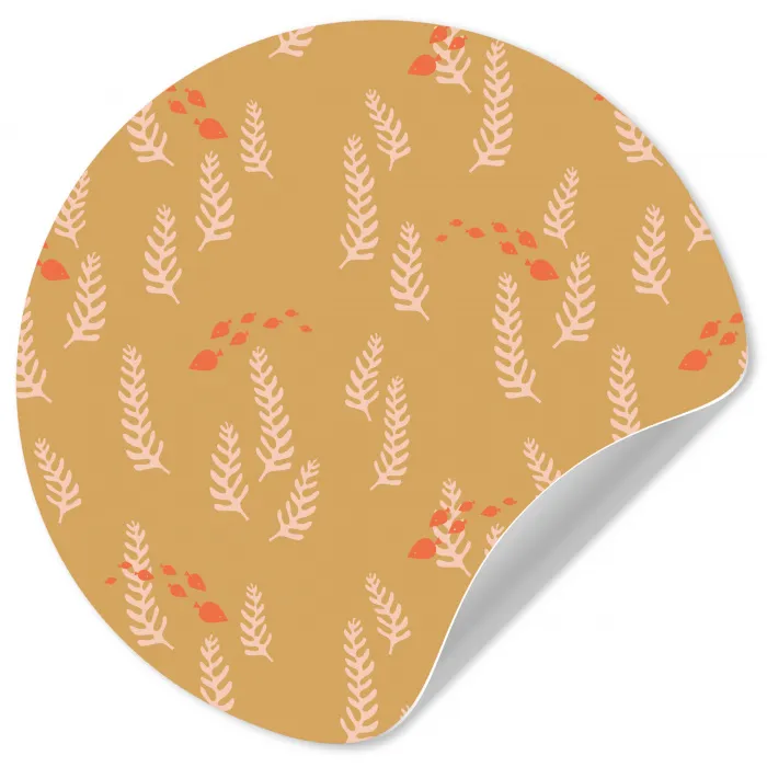 Zee - Dieren - Geel - Algen Wandcirkel behangsticker klein 186 -3d
