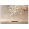 Bloesems - Wit - Boot - Minimalistisch poster papier klein -3d