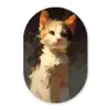 Kat - Geschilderd - Artistiek - Wit Wandcirkel Ovaal Forex klein -3d