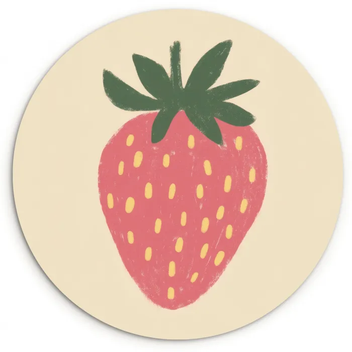Aardbei - Minimalistisch - Rood - Fruit Wandcirkel plexiglas klein -3d