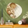Granen - Hout - Kom - Beige Wandcirkel Organisch Aluminium middel -sfeer2