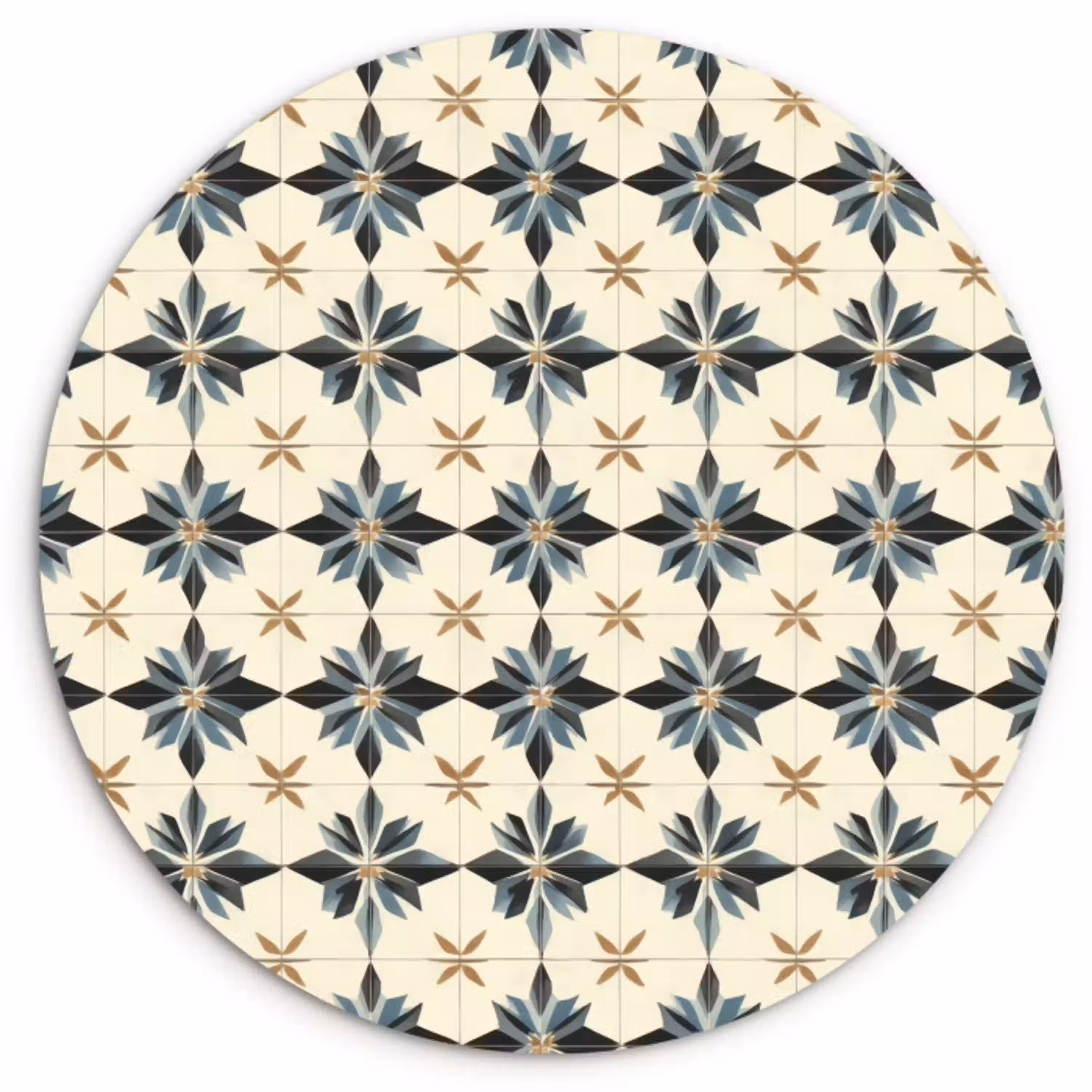 Sierlijk - Ornament - Blauw Wandcirkel kunststof plaat 5mm dik klein 188 -3d