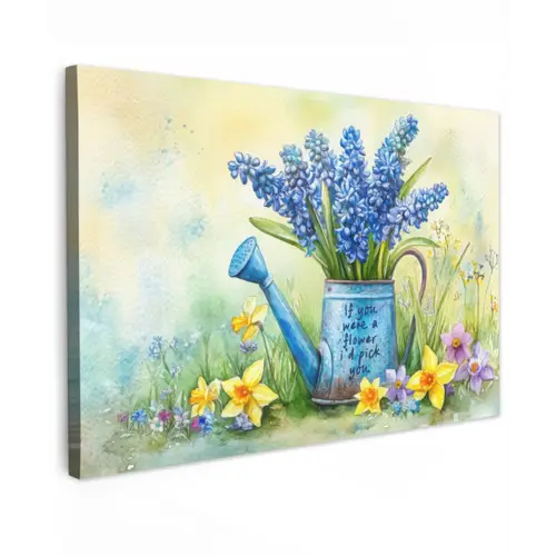 Lavendelbloemen - Quote - Gieter Tuinposter op houten frame 2 cm dik klein -3d