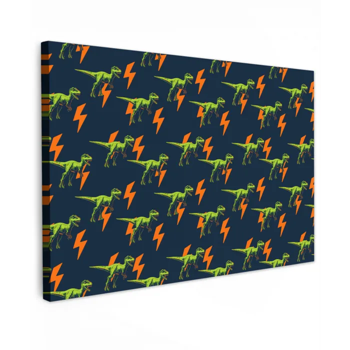 Bliksemschichten - Oranje - Dinosaurussen canvas 2cm klein -z3d