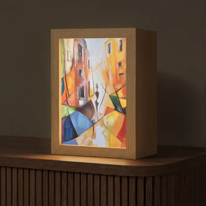 Abstract - Kunst - Schilderij - Kleuren Light Box met kabel (Tafellamp) klein -z3d_website