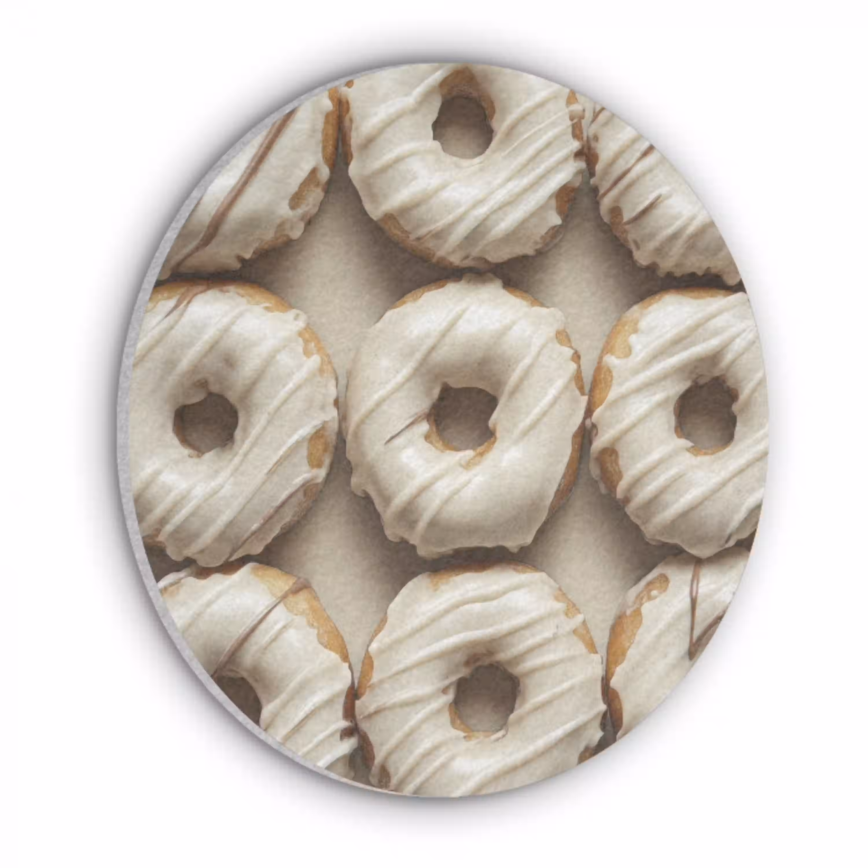 Donuts - Chocolade - Wit - Beige Akoestische PET Vilt - Rond klein -3d