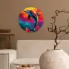 Dolfijn - Kleurrijk - Oceaan - Koraal Wandcirkel plexiglas klein -sfeer1