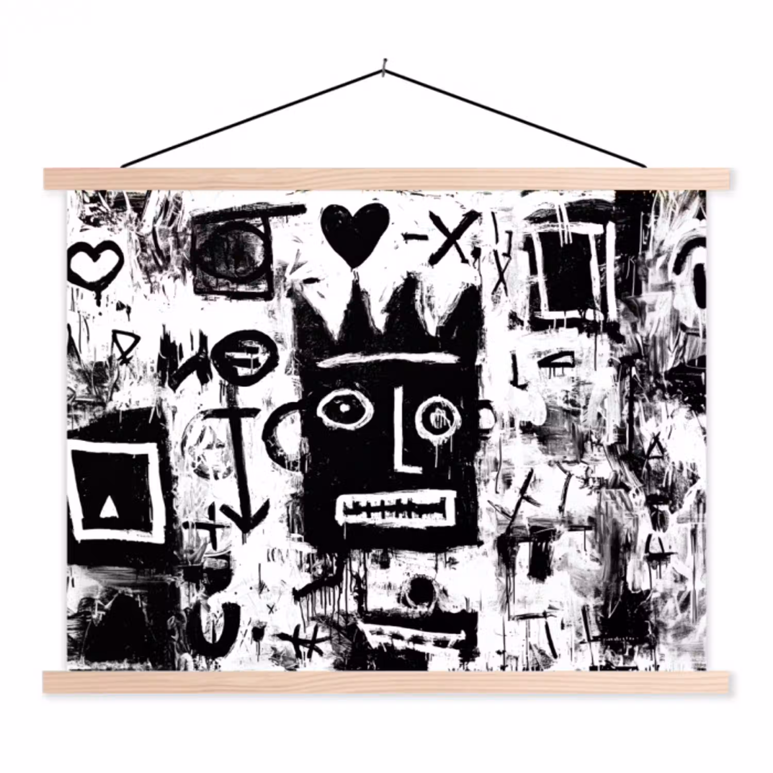 Vormen - Gezocht - Zwart - Abstract textielposter latten blank klein -3d
