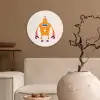 Robot - Antenne - Oranje - Bliksemschicht - Jongen - Kids Wandcirkel kunststof plaat 5mm dik klein -sfeer1