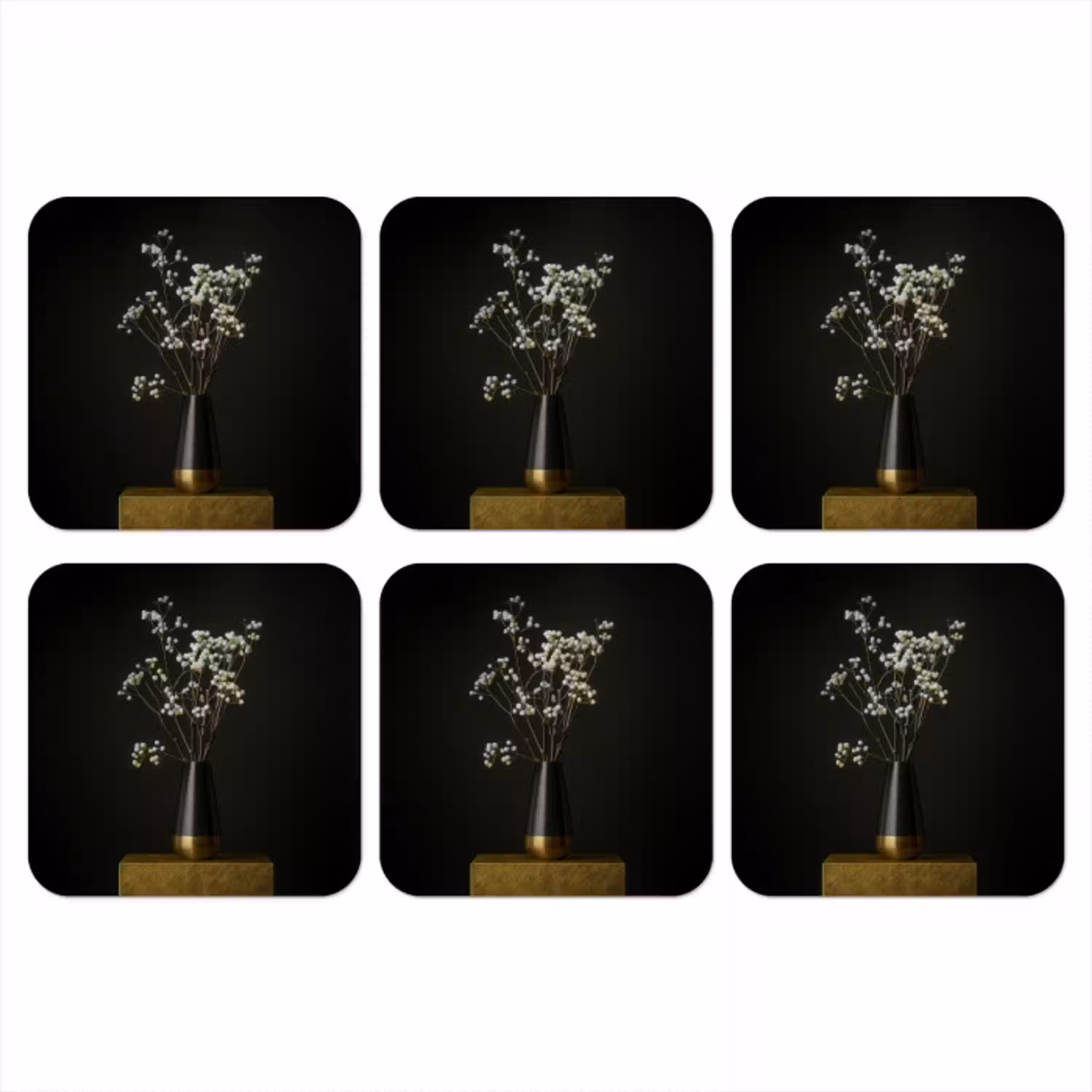 Bloembollen - Wit - Vaas - Minimalistisch onderzetter kurk middel -3d