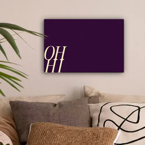 Oh hi - Paars - Cursief canvas 2cm klein -sfeer1