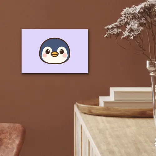 Pinguïn - Paars - Schattig aluminium wit klein -sfeer4