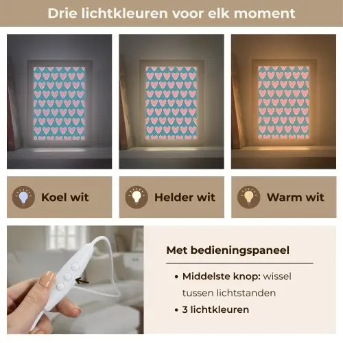 Retro - Hartjes - Patroon Light Box met kabel (Tafellamp) klein 925 -USP_lichtkleurNL