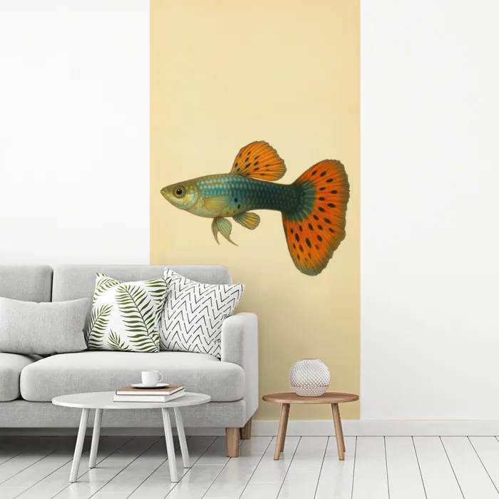 Vis - illustratie - Stippen - Oranje fotobehang vinyl groot -woonkamer
