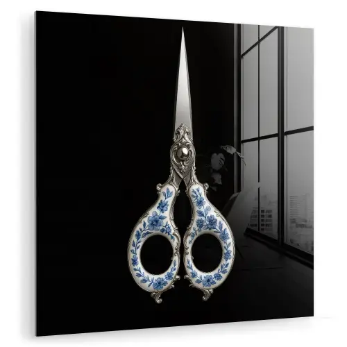 Schaar - Delfts blauw - Zwart plexiglas 5mm klein -zzzproduct_nieuw