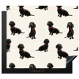 Hond - Patroon - Zwart Inductie beschermer vinyl 3mm middel 274 -3d