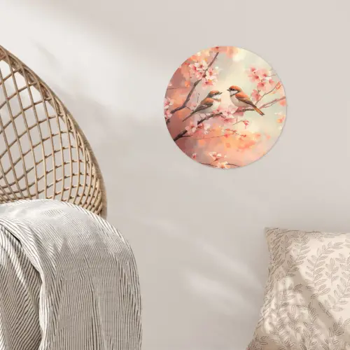 Vogels - Romantic - Bloesemtak Wandcirkel behangsticker klein -sfeer4
