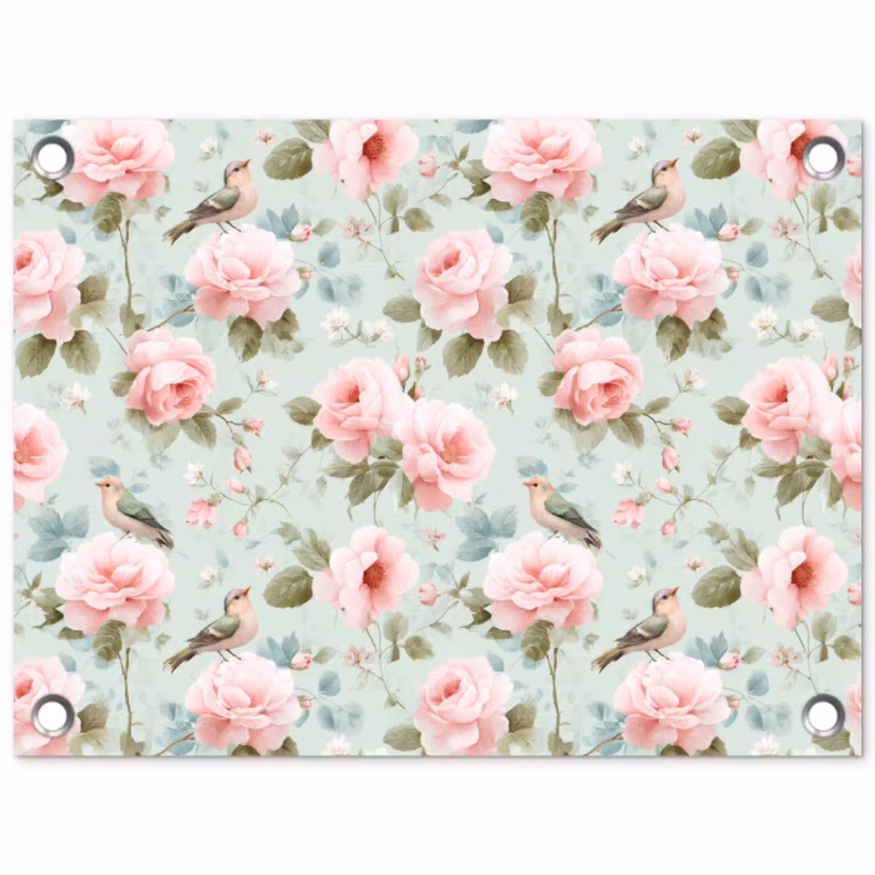 Rozen - Vogels - Pastel - Kleurrijk tuinposter los doek klein 239 -3d