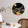 Gouden rivier - Bergen - Maan - Sterrenhemel Wandcirkel kunststof plaat 5mm dik klein -sfeer4