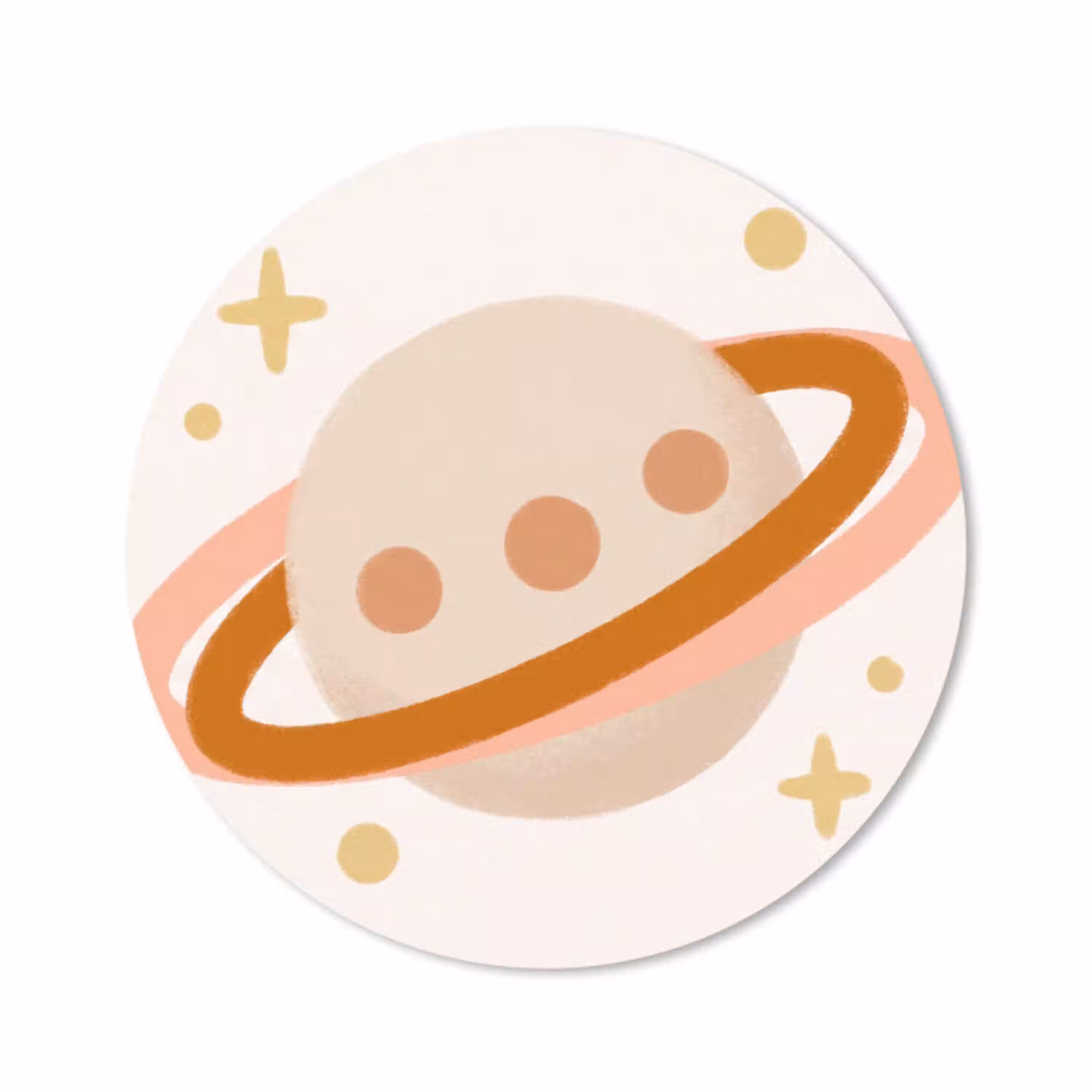 Planeet - Ringen - Ruimte - Illustratie - Beige Muismat rond klein -3d