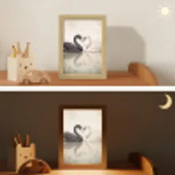 Zwanen - Hartvorm - Dieren Light Box met kabel (Kinderlampje) klein -sfeer3_kind