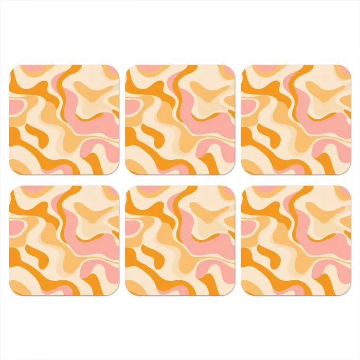 Abstract - Golvend - Oranje onderzetter kurk middel -3d
