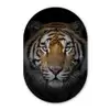 Tijger - Wilde dieren - Portret - Zwart - Dieren Wandcirkel Ovaal Forex klein -3d