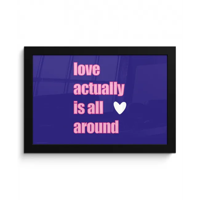 Tekst - Valentijn - Love - Blauw fotolijst zwart zonder passe partout klein -3d