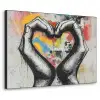 Handen - Hart - Street art - Graffiti Textielframe - compleet frame klein -3d