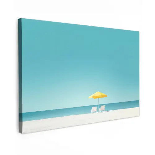 Strand - Blauwe lucht - Geel - Parasol canvas 2cm klein -z3d