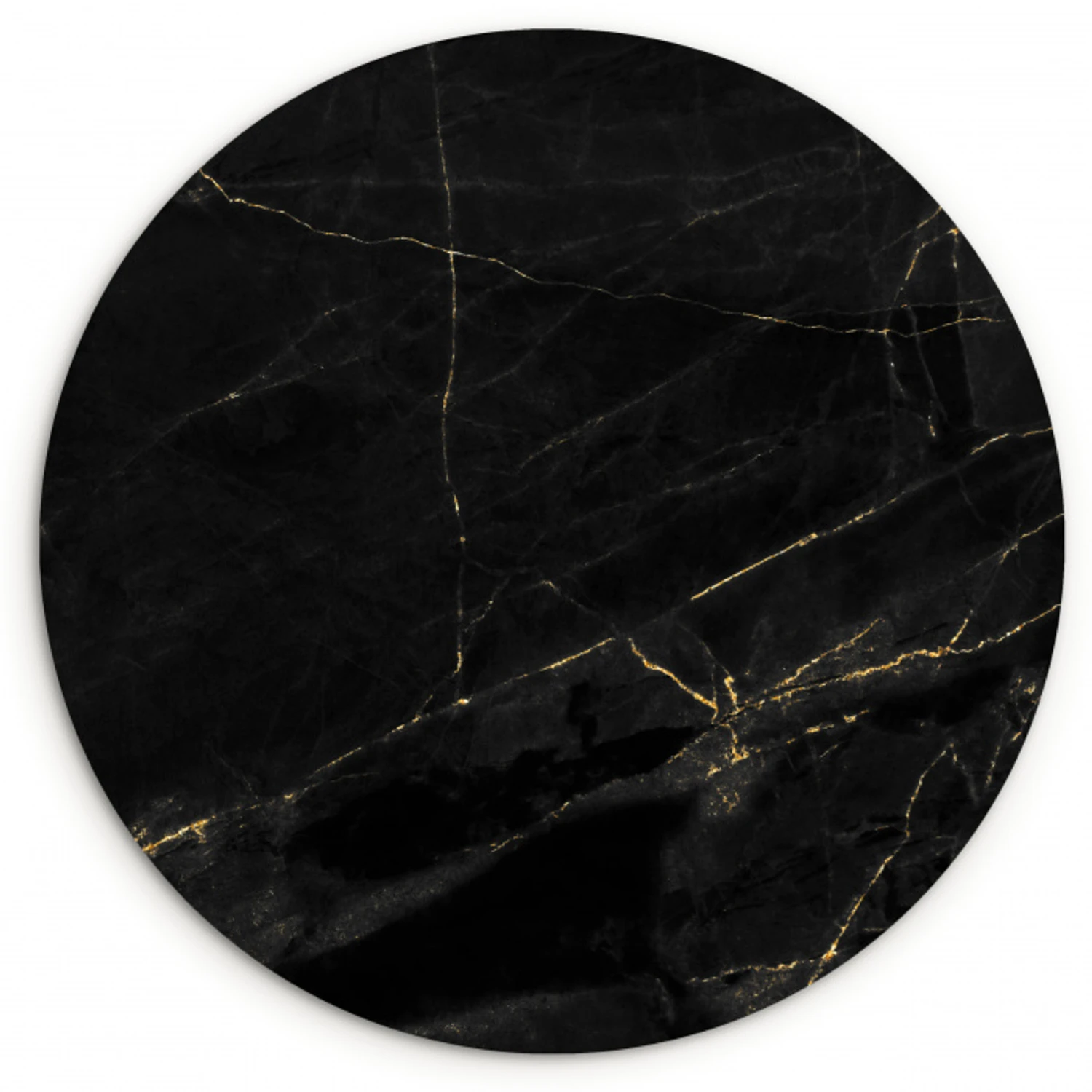 Marmer look - Luxe - Zwart - Goud Wandcirkel kunststof plaat 5mm dik klein -3d