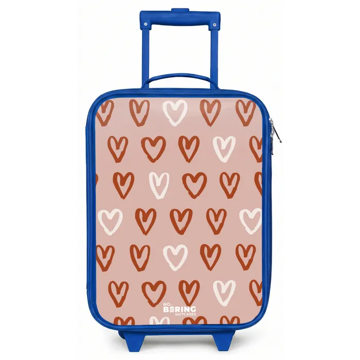 Hartjes patroon in roze en wit Kinderkoffer - Blauw klein -zz3dotto