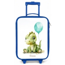 Dino met blauwe ballon Kinderkoffer - Blauw klein -zz3dotto