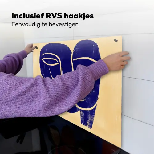 Okergeel - Blauw - Eenvoudige lijnen Inductie beschemer met haakjes middel -ky-ophangen-nl