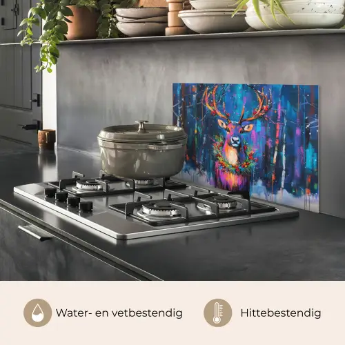 Rendier - Krans - Sprookjesachtig - Blauw keuken achterwand spatscherm klein -usp_NL