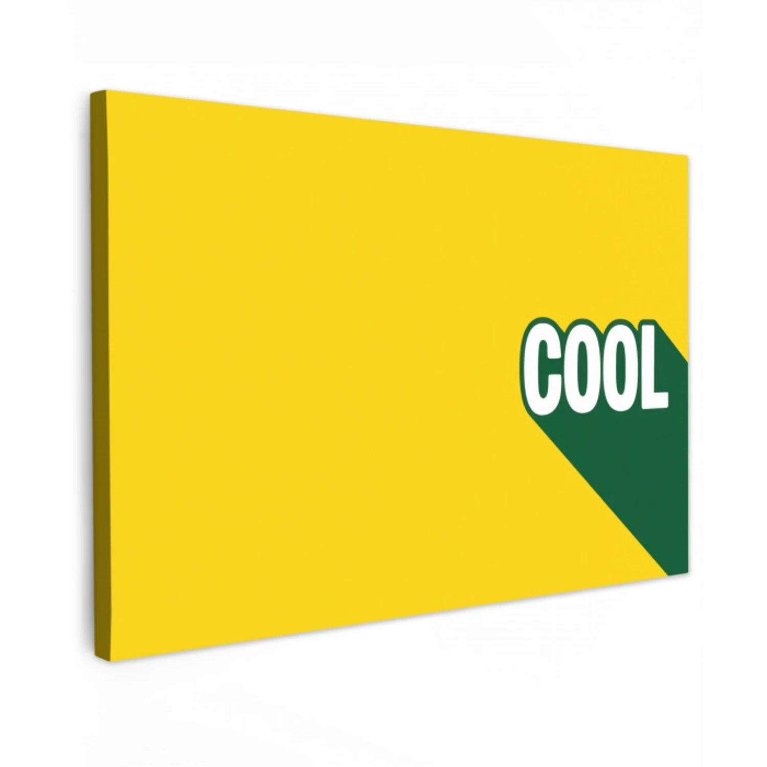 Cool - Geel - Groen Tuinposter op houten frame 2 cm dik klein -3d